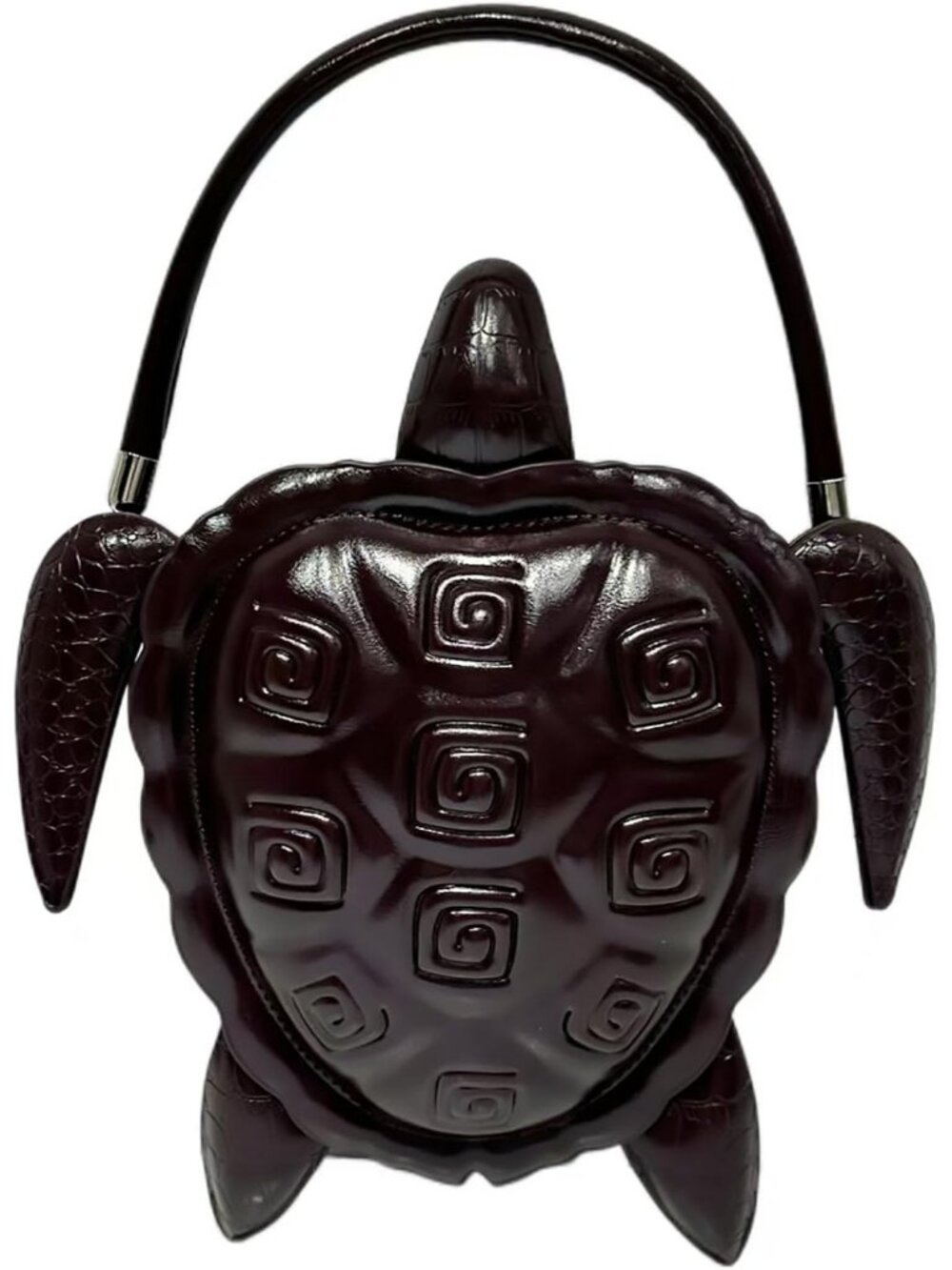 Unisex Claret Pu Leather Turtle Shape Handbag Purse Removable Strap Crossbody
